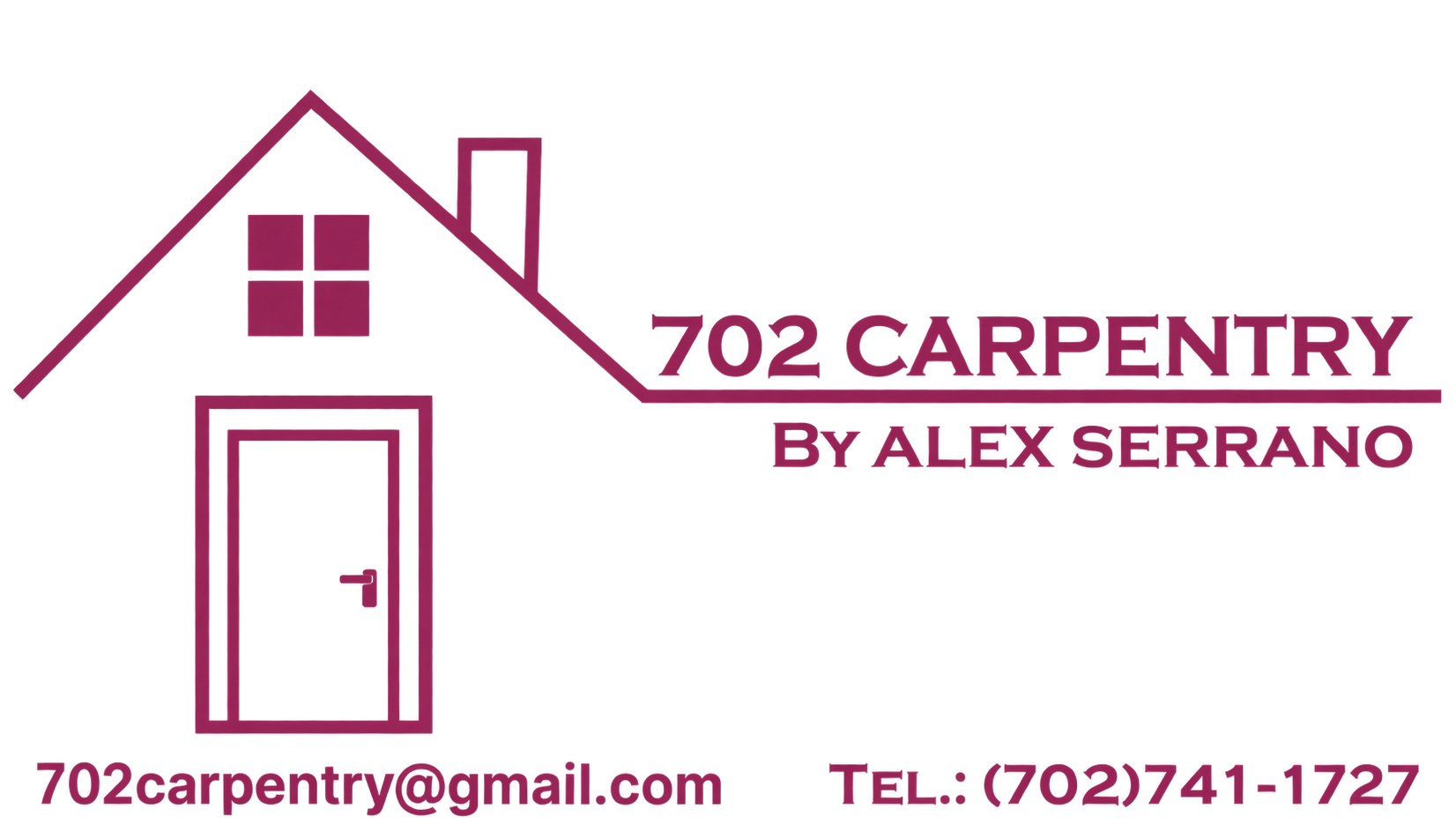 702 Carpentry by Alex Serrano — maroon logo
